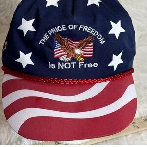 VINTAGE 80s The Price Of Freedom Is Not Free Nissun Snapback Rope Hat Cap-NOS